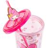 Silver Buffalo Sanrio My Melody Pink Strawberry Pattern Plastic Cold Cup with Lid and Topper Straw 24 Ounces