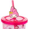 Silver Buffalo Sanrio My Melody Pink Strawberry Pattern Plastic Cold Cup with Lid and Topper Straw 24 Ounces