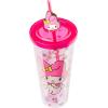 Silver Buffalo Sanrio My Melody Pink Strawberry Pattern Plastic Cold Cup with Lid and Topper Straw 24 Ounces