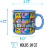 Silver Buffalo SpongeBob SquarePants Character Grid Featuring Patrick, Squidward, Sandy, Mr. Krabs, Pearl, Plankton, and Gary Ceramic Camper Mug, 20 Ounces