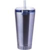 Silver Buffalo Stainless Steel Double Walled Travel Tumbler, 20 Ounces, Blue Silver
