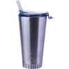 Silver Buffalo Stainless Steel Double Walled Travel Tumbler, 20 Ounces, Blue Silver