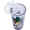 Silver Buffalo Star Wars Featuring Luke Skywalker, Princess Leia, Hans Solo, Chewbacca, Darth Vader, Stormtrooper, Boba Fett, and Death Star Pint Glass with Lid and Glass Straw, 16 Ounces(Star Wars)