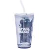 Silver Buffalo Star Wars Featuring Luke Skywalker, Princess Leia, Hans Solo, Chewbacca, Darth Vader, Stormtrooper, Boba Fett, and Death Star Pint Glass with Lid and Glass Straw, 16 Ounces(Star Wars)