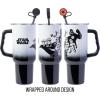 Silver Buffalo Star Wars Hip Street Dark Side Vader Stainless Steel Tumbler with Straw Cover Cap, Lid, Straw and Handle – 40 oz