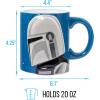 Silver Buffalo Star Wars Mandalorian and the Child 2 Pack Ceramic 3D Sculpted Mug Couple Set, 20 Ounces(Star Wars Mandalorian and Baby Yoda)