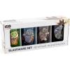 Silver Buffalo Star Wars The Mandalorian Featuring Boba Fett, Baby Yoda Grogu, and Din Djarin 4 Pack Pint Glass Set,16 Ounces