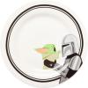 Silver Buffalo Star Wars The Mandalorian and The Child Baby Yoda Grogu 4 Pack Rimmed Ceramic Plate Set, 8 Inches