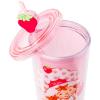 Silver Buffalo Strawberry Shortcake Pink Plastic Cold Cup with Lid and Straw Topper, 24 Ounces