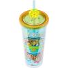 Silver Buffalo Strawberry Shortcake Vintage Rainbow Plastic Cold Cup with Lid and Straw Topper Featuring Blueberry Muffin and Apple Dumplin’, 24 Ounces(Blue/Multi)