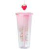 Silver Buffalo Strawberry Shortcake Vintage Rainbow Plastic Cold Cup with Lid and Straw Topper Featuring Blueberry Muffin and Apple Dumplin’, 24 Ounces(Pink/Multi)