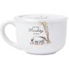 Silver Buffalo The Office Title Sign Ceramic Soup Mug With Vented Plastic Lid, 24 Ounces(Winnie The Pooh Monday Feeling)