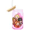 Silver Buffalo Wednesday Addams Family “On Wednesdays We Wear Black” Glass Jar Tumbler with Bamboo Lid and Glass Straw, 16 Ounces(Bratz (2 Pack))