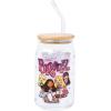 Silver Buffalo Wednesday Addams Family “On Wednesdays We Wear Black” Glass Jar Tumbler with Bamboo Lid and Glass Straw, 16 Ounces(Bratz Dolls)
