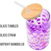 Silver Buffalo Wednesday Addams Family “On Wednesdays We Wear Black” Glass Jar Tumbler with Bamboo Lid and Glass Straw, 16 Ounces(Bratz Logo Purple Checkered)