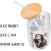 Silver Buffalo Wednesday Addams Family “On Wednesdays We Wear Black” Glass Jar Tumbler with Bamboo Lid and Glass Straw, 16 Ounces(Buffy The Chosen One)