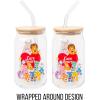 Silver Buffalo Wednesday Addams Family “On Wednesdays We Wear Black” Glass Jar Tumbler with Bamboo Lid and Glass Straw, 16 Ounces(Care Bear Cousins Group)