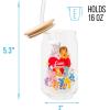 Silver Buffalo Wednesday Addams Family “On Wednesdays We Wear Black” Glass Jar Tumbler with Bamboo Lid and Glass Straw, 16 Ounces(Care Bear Cousins Group)