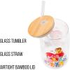 Silver Buffalo Wednesday Addams Family “On Wednesdays We Wear Black” Glass Jar Tumbler with Bamboo Lid and Glass Straw, 16 Ounces(Care Bear Cousins Group)
