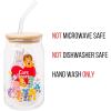 Silver Buffalo Wednesday Addams Family “On Wednesdays We Wear Black” Glass Jar Tumbler with Bamboo Lid and Glass Straw, 16 Ounces(Care Bear Cousins Group)