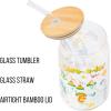 Silver Buffalo Wednesday Addams Family “On Wednesdays We Wear Black” Glass Jar Tumbler with Bamboo Lid and Glass Straw, 16 Ounces(Care Bears Care-A-Lot Land)