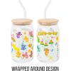 Silver Buffalo Wednesday Addams Family “On Wednesdays We Wear Black” Glass Jar Tumbler with Bamboo Lid and Glass Straw, 16 Ounces(Care Bears Care-A-Lot Land)