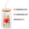 Silver Buffalo Wednesday Addams Family “On Wednesdays We Wear Black” Glass Jar Tumbler with Bamboo Lid and Glass Straw, 16 Ounces(Care Bears Watercolor)