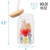 Silver Buffalo Wednesday Addams Family “On Wednesdays We Wear Black” Glass Jar Tumbler with Bamboo Lid and Glass Straw, 16 Ounces(Care Bears Watercolor)