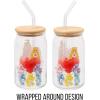 Silver Buffalo Wednesday Addams Family “On Wednesdays We Wear Black” Glass Jar Tumbler with Bamboo Lid and Glass Straw, 16 Ounces(Care Bears Watercolor)
