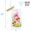 Silver Buffalo Wednesday Addams Family “On Wednesdays We Wear Black” Glass Jar Tumbler with Bamboo Lid and Glass Straw, 16 Ounces(Care Bears and Strawberry Shortcake)