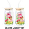 Silver Buffalo Wednesday Addams Family “On Wednesdays We Wear Black” Glass Jar Tumbler with Bamboo Lid and Glass Straw, 16 Ounces(Care Bears and Strawberry Shortcake)