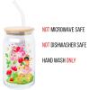 Silver Buffalo Wednesday Addams Family “On Wednesdays We Wear Black” Glass Jar Tumbler with Bamboo Lid and Glass Straw, 16 Ounces(Care Bears and Strawberry Shortcake)