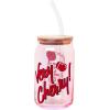 Silver Buffalo Wednesday Addams Family “On Wednesdays We Wear Black” Glass Jar Tumbler with Bamboo Lid and Glass Straw, 16 Ounces(Cherry Coke Glitter Iridescent)