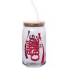 Silver Buffalo Wednesday Addams Family “On Wednesdays We Wear Black” Glass Jar Tumbler with Bamboo Lid and Glass Straw, 16 Ounces(Diet Coke Glitter)
