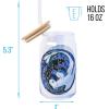 Silver Buffalo Wednesday Addams Family “On Wednesdays We Wear Black” Glass Jar Tumbler with Bamboo Lid and Glass Straw, 16 Ounces(How to Train Your Dragon)