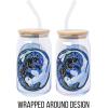 Silver Buffalo Wednesday Addams Family “On Wednesdays We Wear Black” Glass Jar Tumbler with Bamboo Lid and Glass Straw, 16 Ounces(How to Train Your Dragon)
