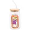 Silver Buffalo Wednesday Addams Family “On Wednesdays We Wear Black” Glass Jar Tumbler with Bamboo Lid and Glass Straw, 16 Ounces(Muppets Miss Piggy)