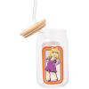 Silver Buffalo Wednesday Addams Family “On Wednesdays We Wear Black” Glass Jar Tumbler with Bamboo Lid and Glass Straw, 16 Ounces(Muppets Miss Piggy)