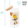 Silver Buffalo Wednesday Addams Family “On Wednesdays We Wear Black” Glass Jar Tumbler with Bamboo Lid and Glass Straw, 16 Ounces(Rainbow Brite)