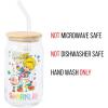 Silver Buffalo Wednesday Addams Family “On Wednesdays We Wear Black” Glass Jar Tumbler with Bamboo Lid and Glass Straw, 16 Ounces(Rainbow Brite Featuring Twink)