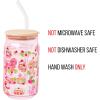 Silver Buffalo Wednesday Addams Family “On Wednesdays We Wear Black” Glass Jar Tumbler with Bamboo Lid and Glass Straw, 16 Ounces(Strawberry Shortcake Cupcakes and Jam)