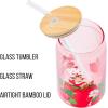 Silver Buffalo Wednesday Addams Family “On Wednesdays We Wear Black” Glass Jar Tumbler with Bamboo Lid and Glass Straw, 16 Ounces(Strawberry Shortcake Sitting on Strawberry)