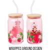 Silver Buffalo Wednesday Addams Family “On Wednesdays We Wear Black” Glass Jar Tumbler with Bamboo Lid and Glass Straw, 16 Ounces(Strawberry Shortcake Sitting on Strawberry)