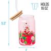 Silver Buffalo Wednesday Addams Family “On Wednesdays We Wear Black” Glass Jar Tumbler with Bamboo Lid and Glass Straw, 16 Ounces(Strawberry Shortcake Sitting on Strawberry)
