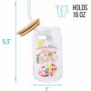 Silver Buffalo Wednesday Addams Family “On Wednesdays We Wear Black” Glass Jar Tumbler with Bamboo Lid and Glass Straw, 16 Ounces(Strawberry Shortcake Sliding Rainbow)