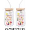Silver Buffalo Wednesday Addams Family “On Wednesdays We Wear Black” Glass Jar Tumbler with Bamboo Lid and Glass Straw, 16 Ounces(Strawberry Shortcake Sliding Rainbow)