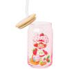 Silver Buffalo Wednesday Addams Family “On Wednesdays We Wear Black” Glass Jar Tumbler with Bamboo Lid and Glass Straw, 16 Ounces(Strawberry Shortcake White Polka Dot)