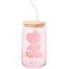 Silver Buffalo Wednesday Addams Family “On Wednesdays We Wear Black” Glass Jar Tumbler with Bamboo Lid and Glass Straw, 16 Ounces(Strawberry Shortcake White Polka Dot)