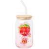 Silver Buffalo Wednesday Addams Family “On Wednesdays We Wear Black” Glass Jar Tumbler with Bamboo Lid and Glass Straw, 16 Ounces(Strawberry Shortcake and Cheer Bear)