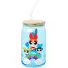 Silver Buffalo Wednesday Addams Family “On Wednesdays We Wear Black” Glass Jar Tumbler with Bamboo Lid and Glass Straw, 16 Ounces(The Powerpuff Girls (2 Pack))
